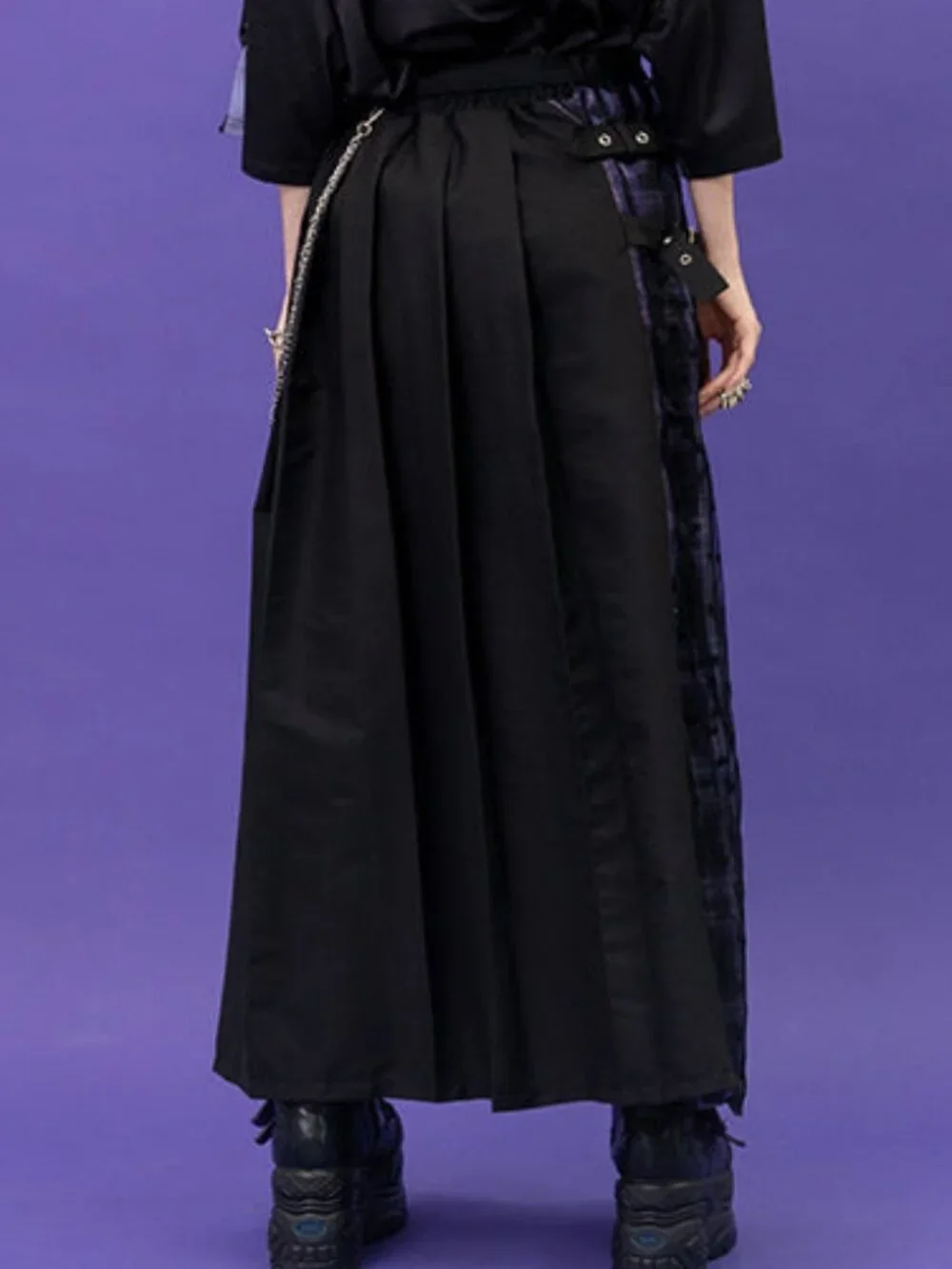 NEW ACDC RAG Love Punk Purple Pleated Long Skirt